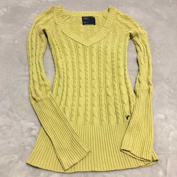 American E 100% cotton knit V-neck tunic sweater - Picture 2 of 5